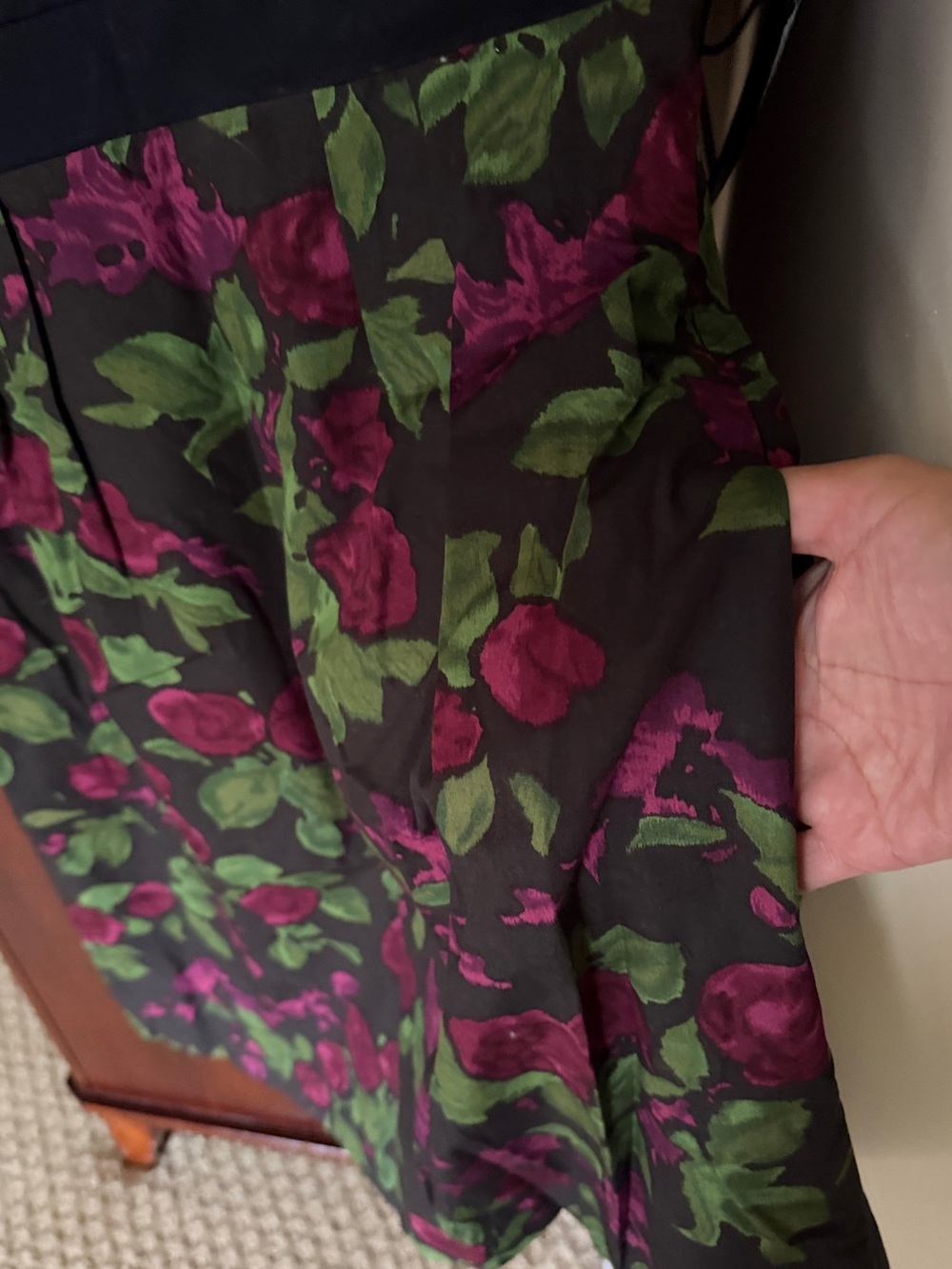 Moulinette Soeurs Black Bodice Pink & Green Floral Midi Dress - Picture 5 of 5